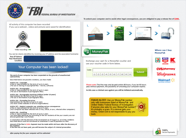 FBI MoneyPack Virus